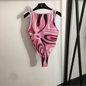 Emilio Pucci Color-Block Swirl One-Piece Swimsuit & Sarong Set